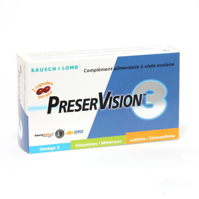Préservison 3 Complément alimentaire à visée oculaire. Boîte 60 capsules Préservison 3 Complément alimentaire à visée oculaire. Boîte 60 capsules