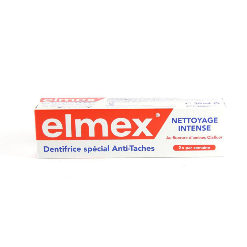 Elmex nettoyage intense Pâte dentifrice anti-tache. Tube de 30ML Elmex nettoyage intense Pâte dentifrice anti-tache. Tube de 30ML