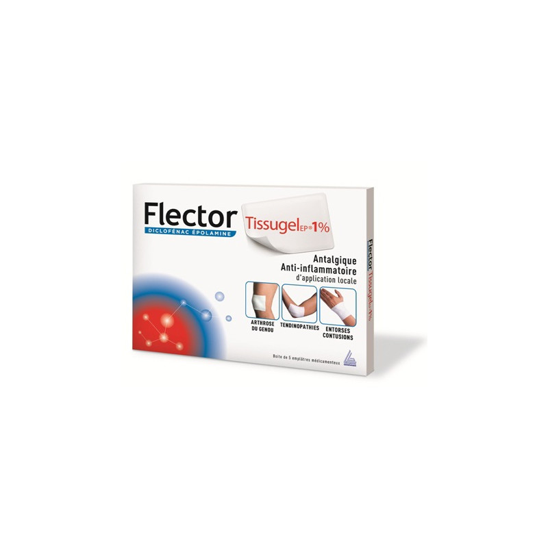 Flector tissu gel 5 emplatres 10cmx14cm Flector tissu gel 5 emplatres 10cmx14cm