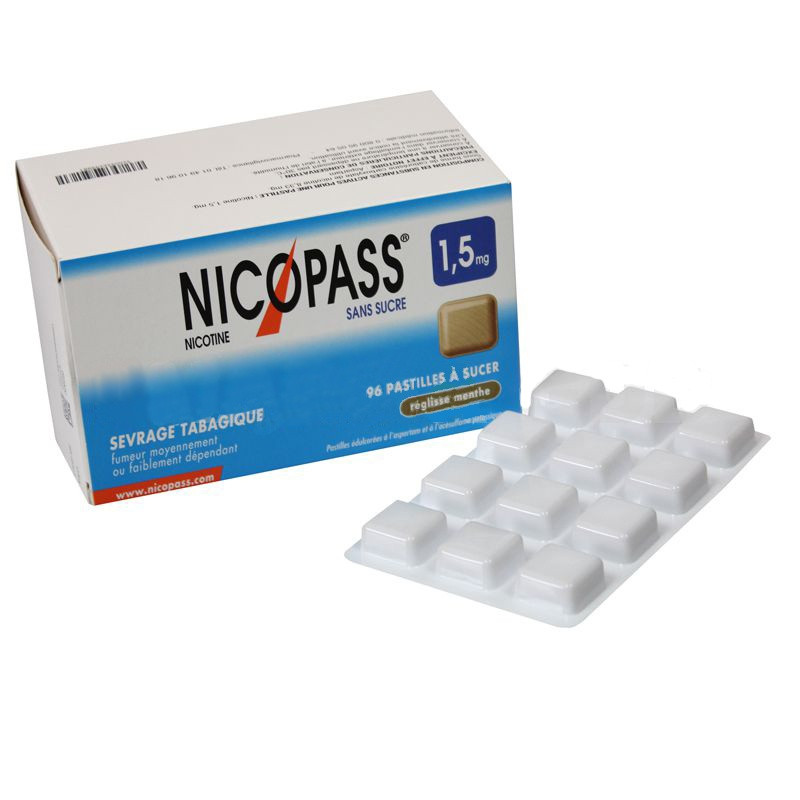 Nicopass 1,5mg 96 pastilles sans sucre réglisse menthe Nicopass 1,5mg 96 pastilles sans sucre réglisse menthe