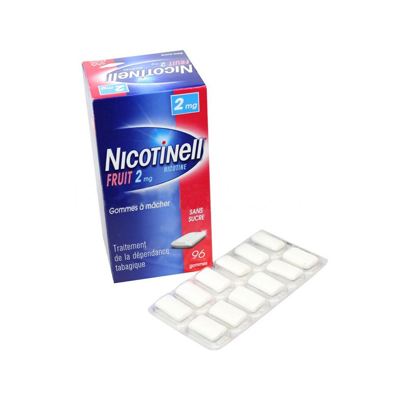 Nicotinell Gommes 2mg goût fruits sans sucre par 96