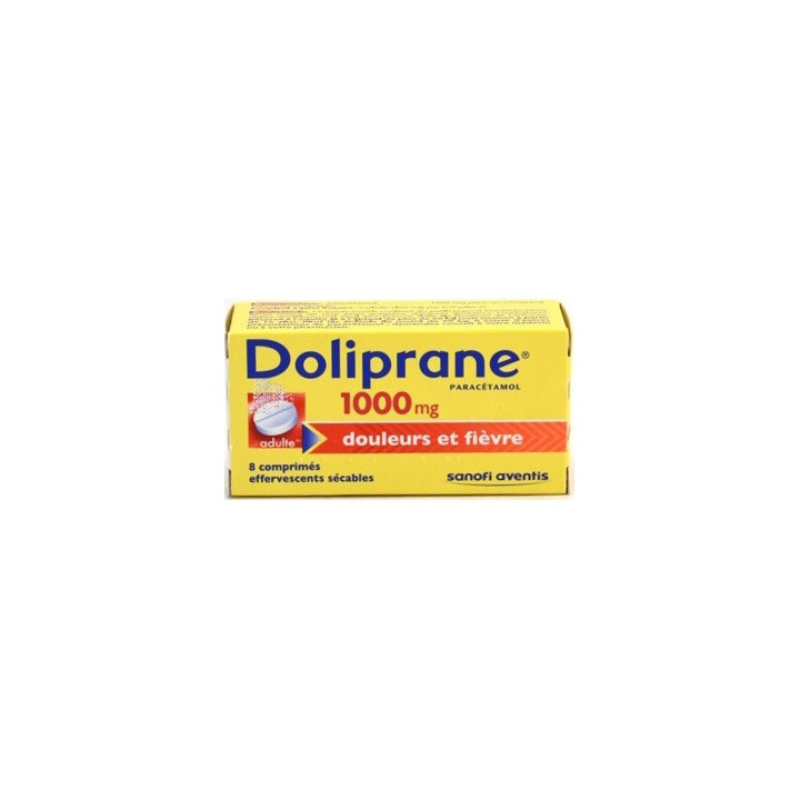 Doliprane1000mg boîte de 8cps effervescents