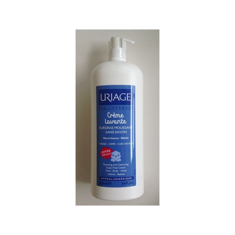 Uriage Crème lavante surgras moussant sans savon 1L Uriage Crème lavante surgras moussant sans savon 1L