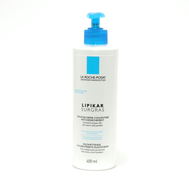 La Roche Posay LIPIKAR surgras Douche Crème Concentrée anti-dessèchement peau sèche. Flacon pompe de 400ML La Roche Posay LIPIKAR surgras Douche Crème Concentrée anti-dessèchement peau sèche. Flacon pompe de 400ML
