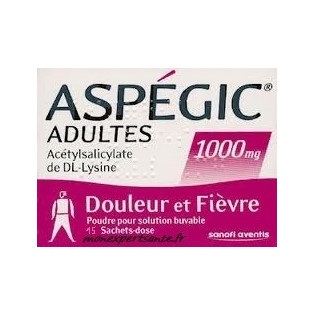 Aspegic 1000mg 15 sachets poudre
