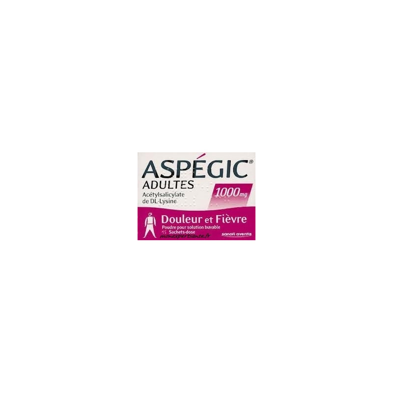 Aspegic 1000mg 15 sachets poudre