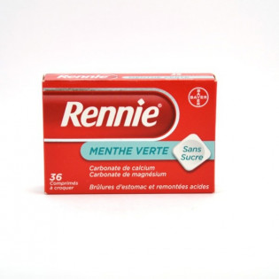 Rennie Menthe verte sans sucre 36 cps à croquer