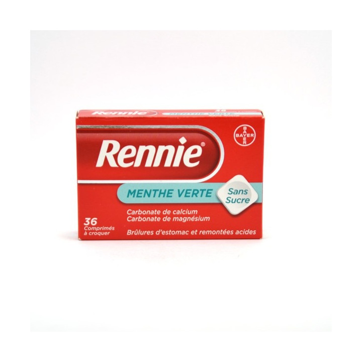 Rennie Menthe verte sans sucre 36 cps à croquer