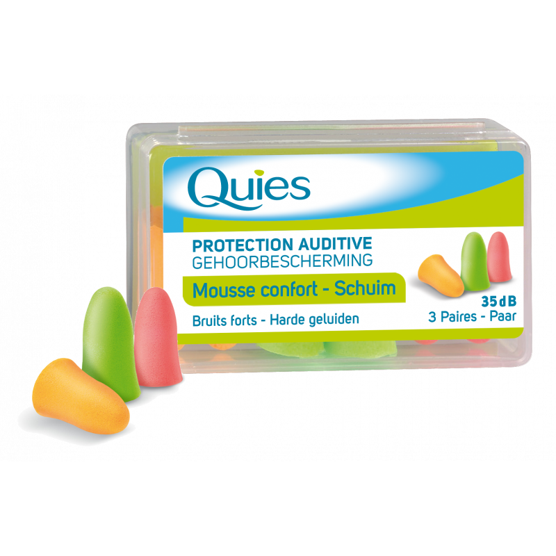 Quies Protection auditive mousse confort 3 paires Quies Protection auditive mousse confort 3 paires