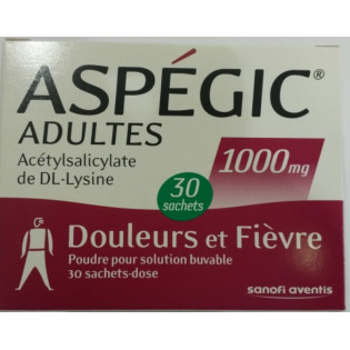 Aspegic 1000mg 30 sachets poudre