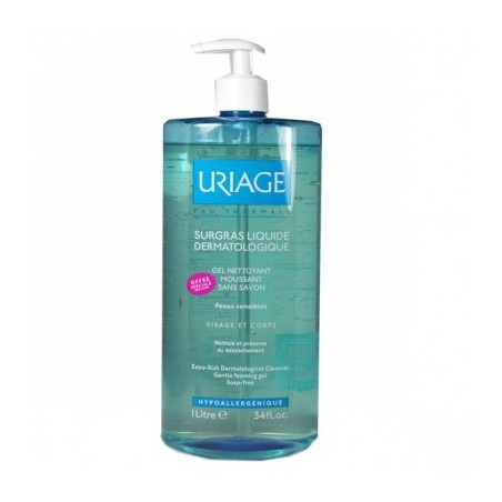 URIAGE Surgras Liquide Dermatologique - Gel Nettoyant Moussant sans savon Visage & Corps flacon 750ml