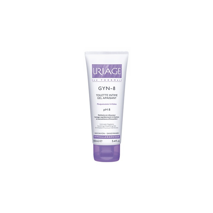 URIAGE GYN-8 Toilette Intime, Gel apaisant, Muqueuses irritées, tube 100ml