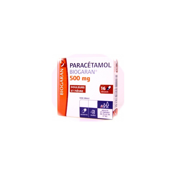 Paracetamol 500mg Biogaran 16 capsules