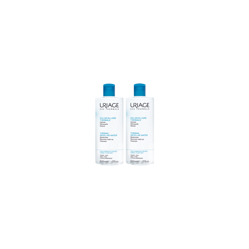 Uriage eau micellaire thermale peaux normales à sèches 2x500ml Uriage eau micellaire thermale peaux normales à sèches 2x500ml