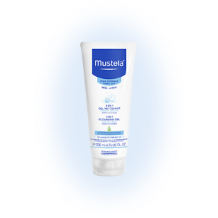 Mustela Bébé Gel Nettoyant 2 en 1 cheveux corps. Tube de 200ML