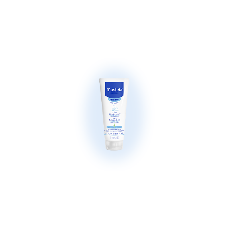 Mustela Bébé Gel Nettoyant 2 en 1 cheveux corps. Tube de 200ML