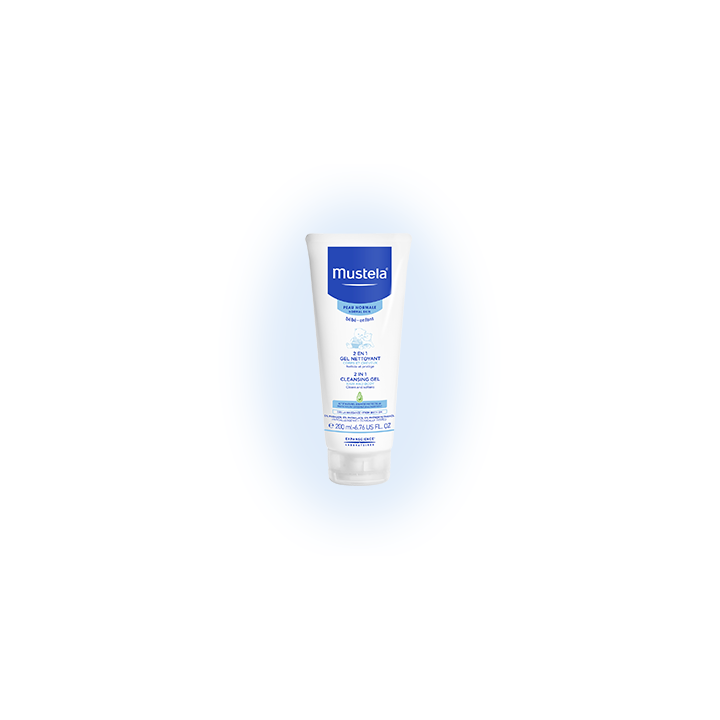 Mustela Bébé Gel Nettoyant 2 en 1 cheveux corps. Tube de 200ML