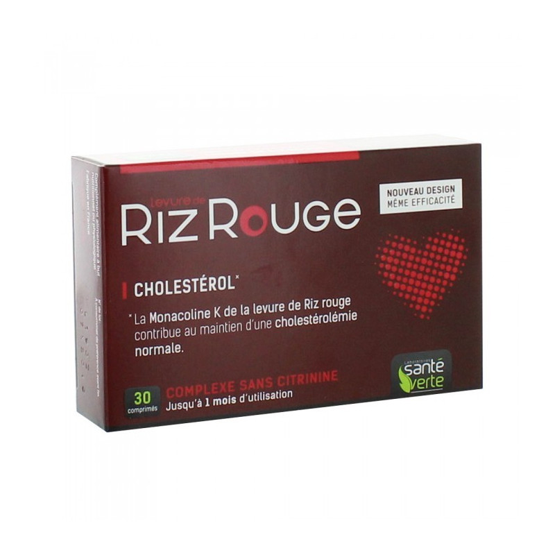 Levure de riz rouge 600mg Santé verte boîte de 30 comprimés Levure de riz rouge 600mg Santé verte boîte de 30 comprimés