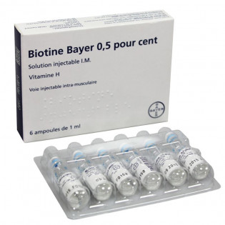 Biotine 0.5% solution injectable chute de cheveux - 6 ampoules