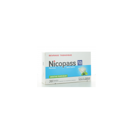 Nicopass 1,5mg 36 pastilles sans sucre menthe fraiche