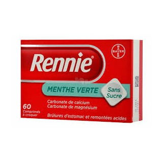 Rennie Menthe verte sans sucre 36 cps à croquer