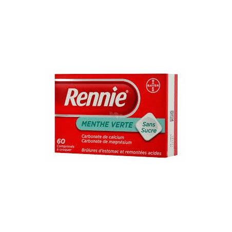 Rennie Menthe verte sans sucre 36 cps à croquer