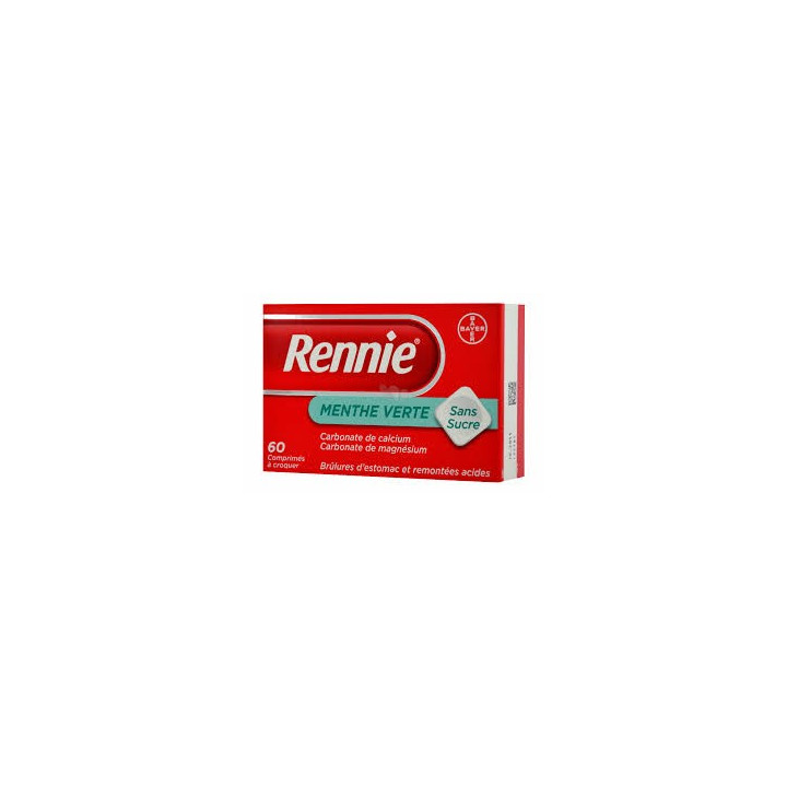 Rennie Menthe verte sans sucre 36 cps à croquer