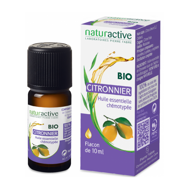 NATURACTIVE ORGANIC ESSENTIAL OIL LEMON CHEMOTYPE BOTTLE 10ML