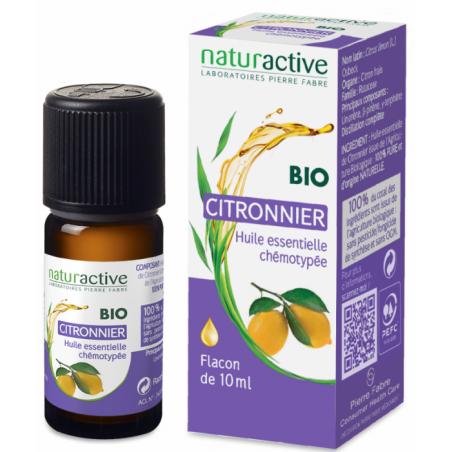 NATURACTIVE ORGANIC ESSENTIAL OIL LEMON CHEMOTYPE BOTTLE 10ML