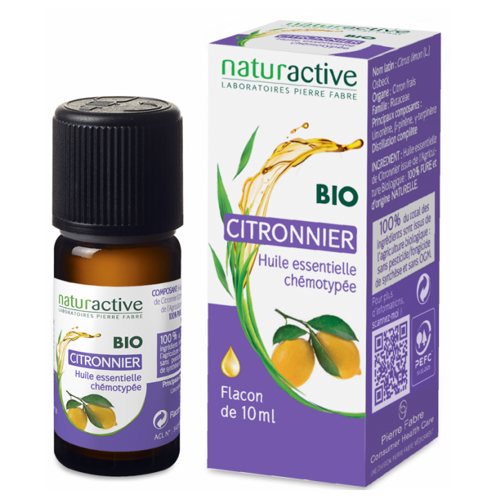 NATURACTIVE ORGANIC ESSENTIAL OIL LEMON CHEMOTYPE BOTTLE 10ML