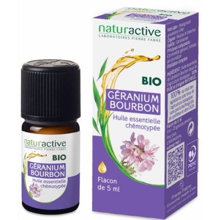 NATURACTIVE ORGANIC ESSENTIAL OIL GERANIUM BOURBON CHEMOTYPE BOTTLE 5ML