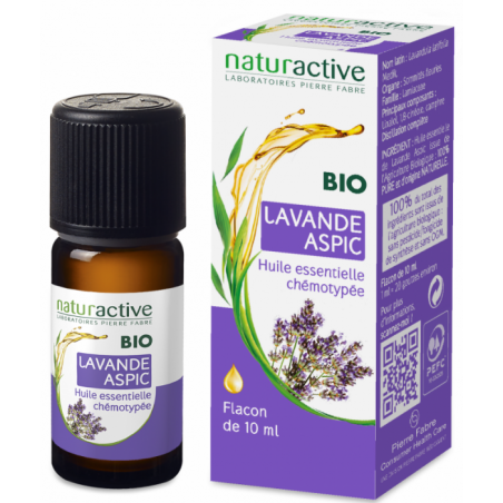 NATURACTIVE ORGANIC ESSENTIAL OIL LAVENDER ASPIC CHEMOTYPE BOTTLE 10ML