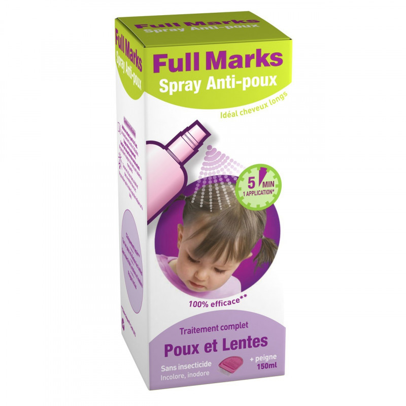 FULL MARKS SPRAY ANTI POUX + PEIGNE 150ML FULL MARKS SPRAY ANTI POUX + PEIGNE 150ML