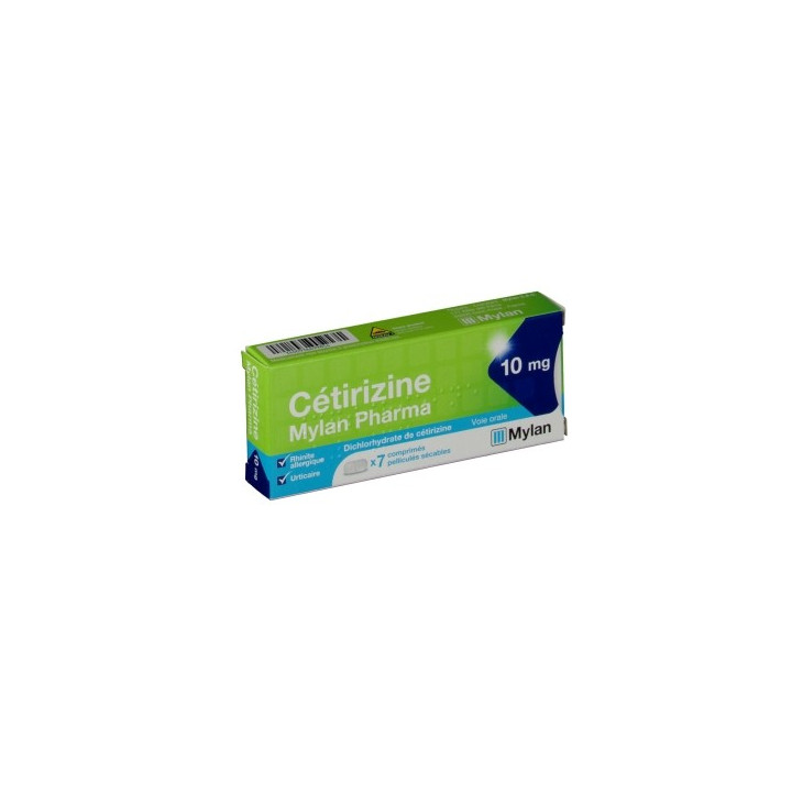 CETIRIZINE MYLAN 10MG BOITE DE 7 COMPRIMES SECABLES