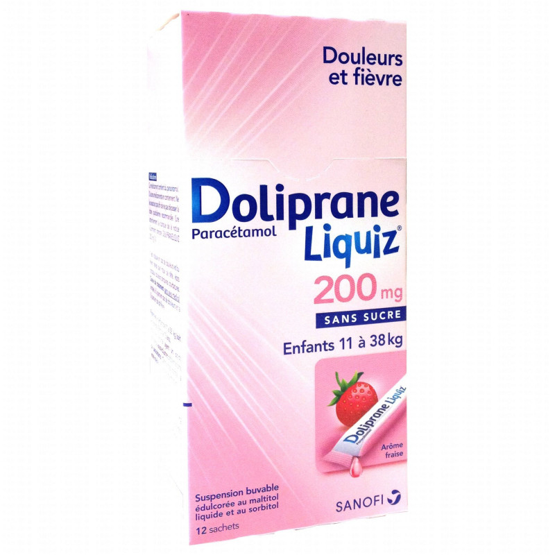 DOLIPRANE LIQUIZ 200MG SANS SUCRE BOITE DE 12 SACHETS