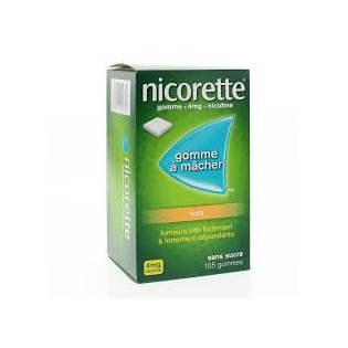 Nicorette Gomme 4mg goût fruits sans sucre par 105