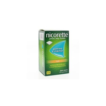 Nicorette Gomme 4mg goût fruits sans sucre par 105