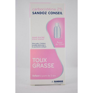 CARBOCISTEINE 2% WITHOUT SUGAR CHILD FROM 2 YEARS BOTTLE OF 125 ML SANDOZ