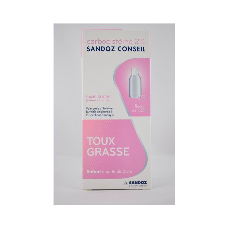 CARBOCISTEINE 2% SANS SUCRE ENFANT A PARTIR DE 2 ANS FLACON DE 125 ML SANDOZ CARBOCISTEINE 2% SANS SUCRE ENFANT A PARTIR DE 2 ANS FLACON DE 125 ML SANDOZ