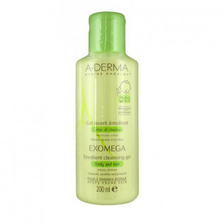 Aderma Exomega Gel lavant émollient corps et cheveux. Flacon 500ML