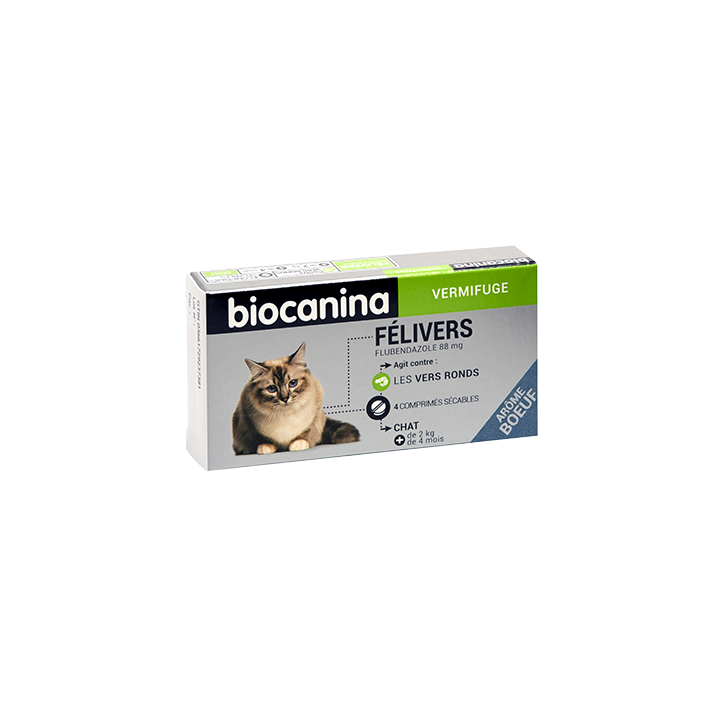 BIOCANINA DEWORMER FELIVERS CAT + 2KG + 4 MONTHS 4 DRY TABLETS