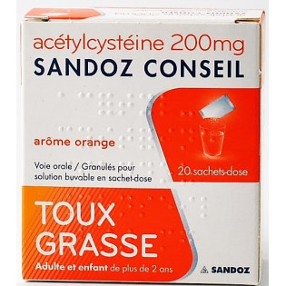 ACETYLCYSTEINE 200MG SANDOZ COUGH 20 SACHETS DOSE