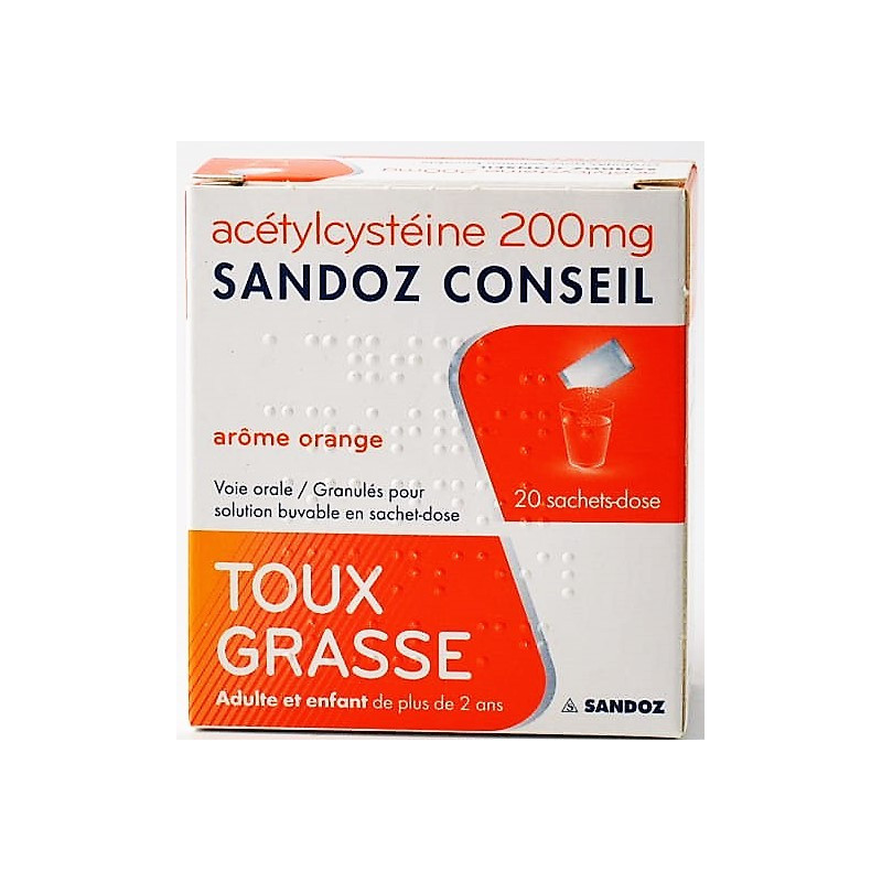 ACETYLCYSTEINE 200MG SANDOZ TOUX GRASSE 20 SACHETS DOSE ACETYLCYSTEINE 200MG SANDOZ TOUX GRASSE 20 SACHETS DOSE