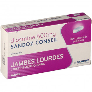 DIOSMINE 600MG SANDOZ 30 COMPRIMES PELLICULES