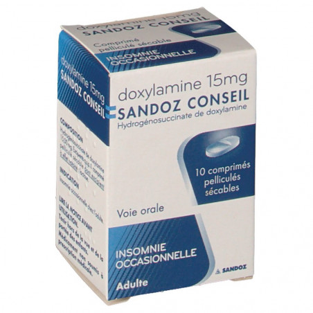 DOXYLAMINE 15MG SANDOZ 10 COMPRIMES PELLICULES SECABLES