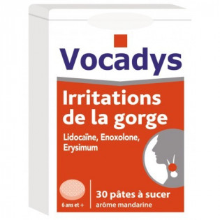 VOCADYS IRRITATIONS DE LA GORGE 30 PATES A SUCER AROME MANDARINE