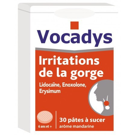 VOCADYS IRRITATIONS DE LA GORGE 30 PATES A SUCER AROME MANDARINE
