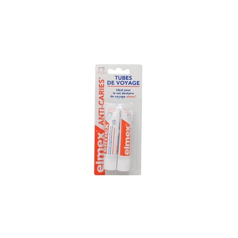 2 TUBES DE VOYAGE DE 12ML ELMEX ANTI CARIES