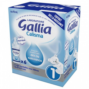 Gallia Ready-to-use Birth Set 6 x 70ml Bottles and 6 x Pre-sterilized Teats 