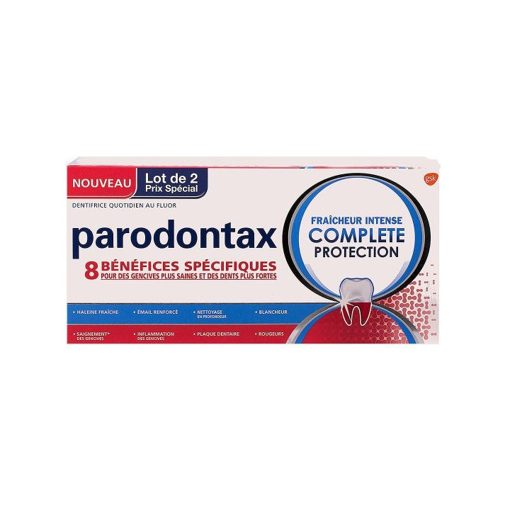 PARODONTAX TOOTHPASTE COMPLETE PROTECTION 8 SPECIFIC BENEFITS LOT OF 2 OF 75ML